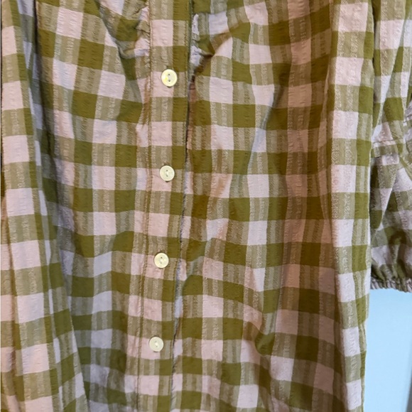 Madewell Green Plaid Women's Top - Picture 2 of 3